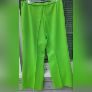 Vintage 70s Women's Lime Green Polyester Elastic Pants